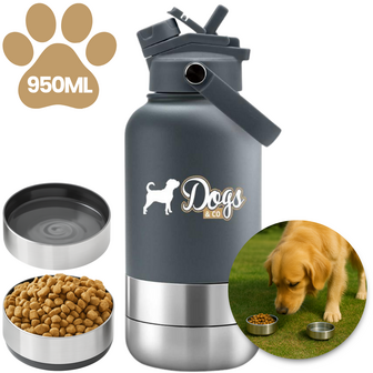 Dogs&Co®  Geïsoleerde Draagbare Drinkfles Grijs
