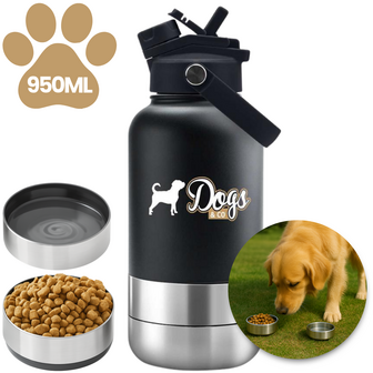 Dogs&Co®  Geïsoleerde Draagbare Drinkfles Zwart