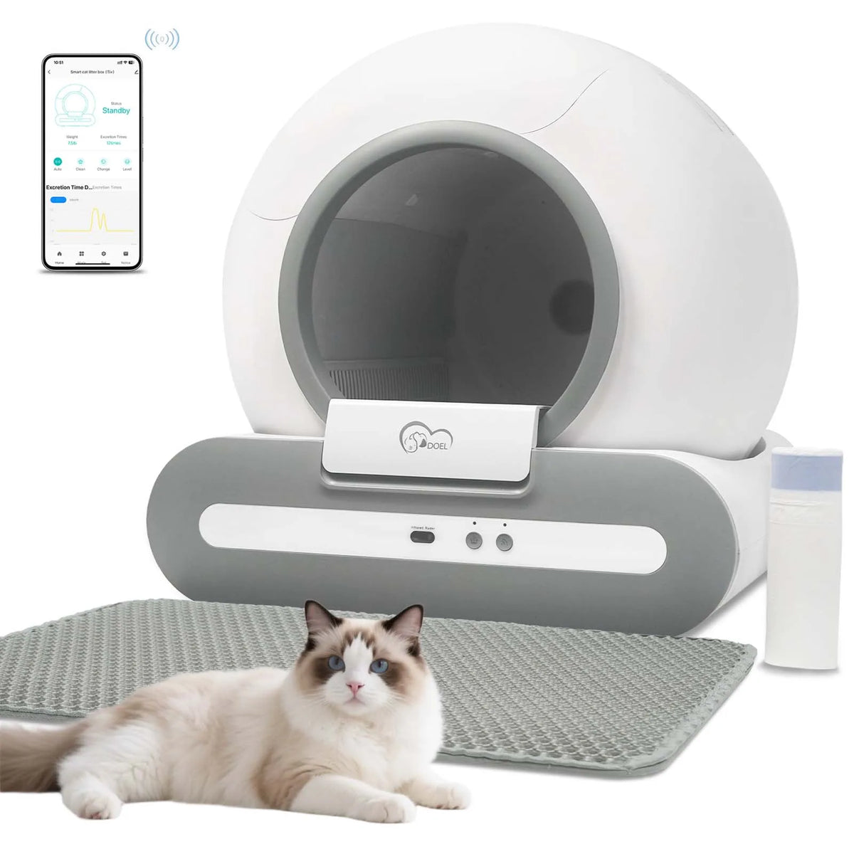 Slimme Zelfreinigende Kattenbak met App – Altijd een Schone Kattenbak